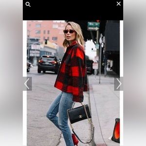 Anine Bing Red and Black Plaid Jacket